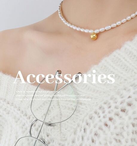 Aleasha Green Pendant Freshwater Pearl Strand Gold Necklace 16" Dainty Crystal Small Pearl Necklace for Women Jewelry Gifts in Kuwait