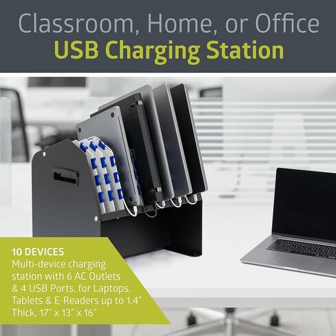 Pearington 16 Device Portable Table Top Charging and Storage Cabinet for iPads, Chromebooks and Laptop Computers, Up to 17-inch Screen Size, Bonus Shelf, Side Handles, Locking Front Door, Cable Clips in Saudi Arabia