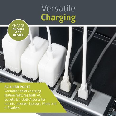 Pearington 16 Device Portable Table Top Charging and Storage Cabinet for iPads, Chromebooks and Laptop Computers, Up to 17-inch Screen Size, Bonus Shelf, Side Handles, Locking Front Door, Cable Clips in Saudi Arabia