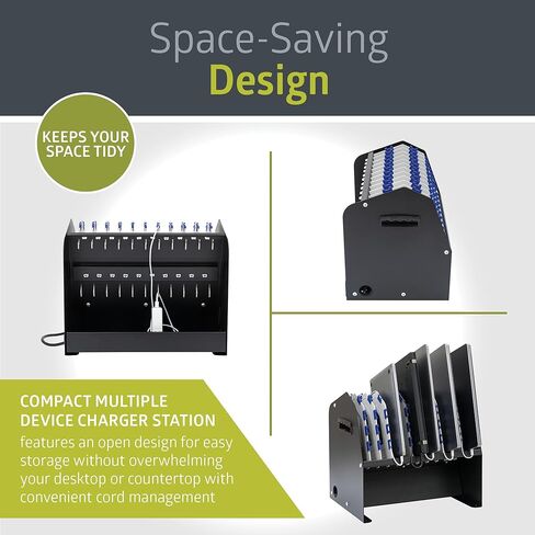 Pearington 16 Device Portable Table Top Charging and Storage Cabinet for iPads, Chromebooks and Laptop Computers, Up to 17-inch Screen Size, Bonus Shelf, Side Handles, Locking Front Door, Cable Clips in Saudi Arabia