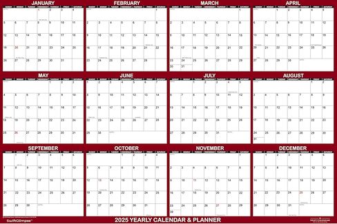 تقويم حائط SwiftGlimpse 2025 مقاس 48 بوصة × 72 بوصة، قابل للمسح، كبير الحجم، مسح رطب وجاف، مصفح، مخطط حائط سنوي سنوي لمدة 12 شهرًا، أفقي، كستنائي in Kuwait