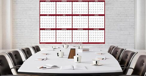 تقويم حائط SwiftGlimpse 2025 مقاس 48 بوصة × 72 بوصة، قابل للمسح، كبير الحجم، مسح رطب وجاف، مصفح، مخطط حائط سنوي سنوي لمدة 12 شهرًا، أفقي، كستنائي in Kuwait