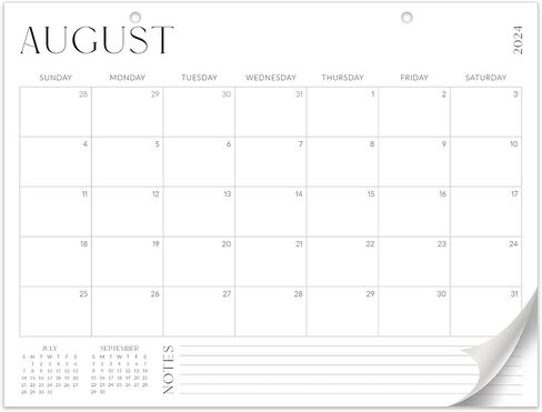 Aesthetic Desk Calendar 2024-2025 - Runs from August 2024 Until December 2025 - Minimalistic Office Desktop/Wall Calendar 16"x12" for Easy Organizing in Saudi Arabia