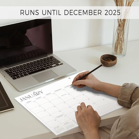 Aesthetic Desk Calendar 2024-2025 - Runs from August 2024 Until December 2025 - Minimalistic Office Desktop/Wall Calendar 16"x12" for Easy Organizing in Saudi Arabia