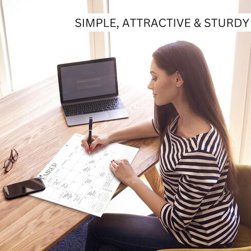 Aesthetic Desk Calendar 2024-2025 - Runs from August 2024 Until December 2025 - Minimalistic Office Desktop/Wall Calendar 16"x12" for Easy Organizing in Saudi Arabia