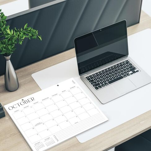 Aesthetic Desk Calendar 2024-2025 - Runs from August 2024 Until December 2025 - Minimalistic Office Desktop/Wall Calendar 16"x12" for Easy Organizing in Saudi Arabia