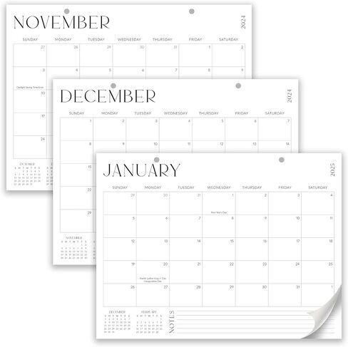 Aesthetic Desk Calendar 2024-2025 - Runs from August 2024 Until December 2025 - Minimalistic Office Desktop/Wall Calendar 16"x12" for Easy Organizing in Saudi Arabia