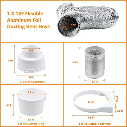 Cenipar TDIDVKZW Dryer Vent Kit 4 Inch Indoor with 5 Feet Ducting Hose in Kuwait