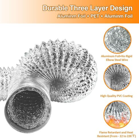 Cenipar TDIDVKZW Dryer Vent Kit 4 Inch Indoor with 5 Feet Ducting Hose in Kuwait