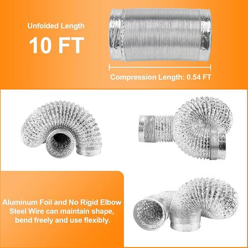 Cenipar TDIDVKZW Dryer Vent Kit 4 Inch Indoor with 5 Feet Ducting Hose in Kuwait