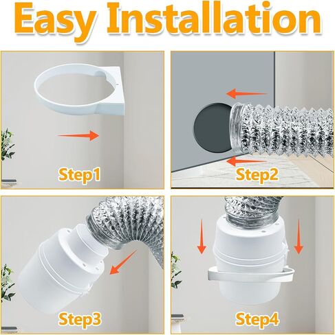 Cenipar TDIDVKZW Dryer Vent Kit 4 Inch Indoor with 5 Feet Ducting Hose in Kuwait