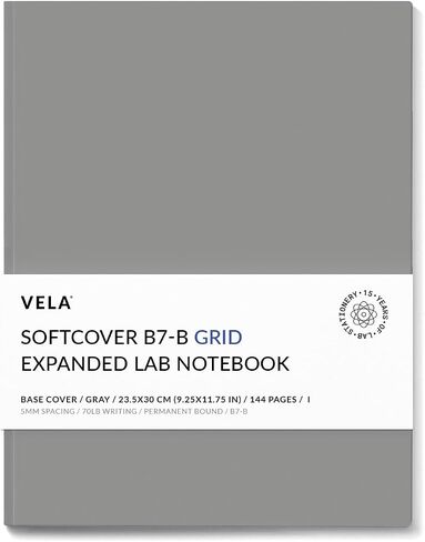 دفتر مختبر Vela Sciences B7-B الموسع ذو الغلاف الناعم، 9.25 × 11.75 بوصة (23.5 × 30 سم)، 144 صفحة، غلاف دائم، ورق ثقيل الوزن 70 رطل (حزمة واحدة، شبكة) in Kuwait