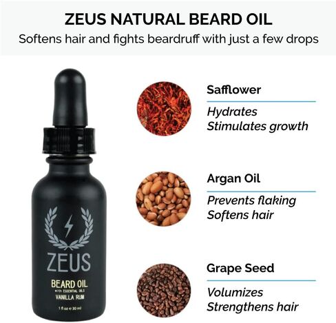 ZEUS Starter Beard Wash & Beard Oil Kit for Men, Soften, Hydrates, & Moisturizes (Sandalwood) MADE IN USA in Saudi Arabia