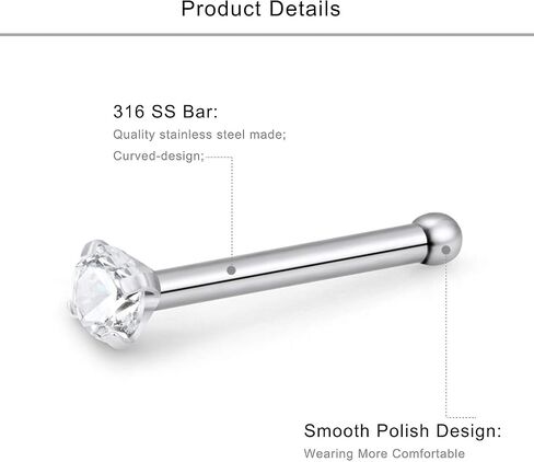 Lcolyoli Nose Ring 20 Gauge Surgical Steel Nose Stud L Shaped Screw Bone for Women Body Piercing Jewelry with Clear Diamond CZ 15 Pieces in Kuwait