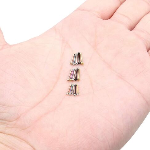 Lcolyoli Nose Ring 20 Gauge Surgical Steel Nose Stud L Shaped Screw Bone for Women Body Piercing Jewelry with Clear Diamond CZ 15 Pieces in Kuwait