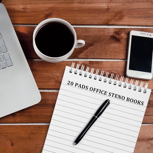 20 Pack Spiral Steno Books Office Steno Pads 6 x 9 Inches Spiral Notebooks Narrow Ruled Paper Orange Blue White Purple Cover 70 Sheets Per Book Writing Notes in School University College Work in Saudi Arabia