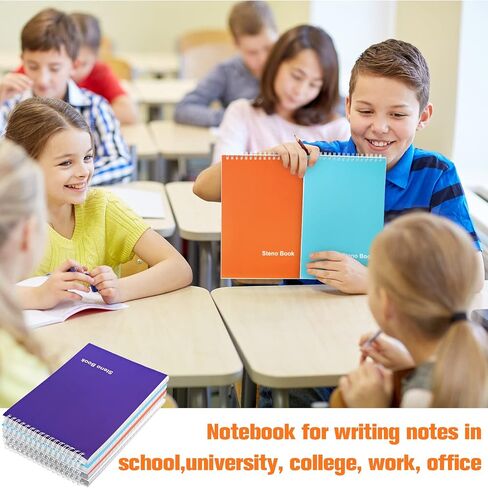 20 Pack Spiral Steno Books Office Steno Pads 6 x 9 Inches Spiral Notebooks Narrow Ruled Paper Orange Blue White Purple Cover 70 Sheets Per Book Writing Notes in School University College Work in Saudi Arabia