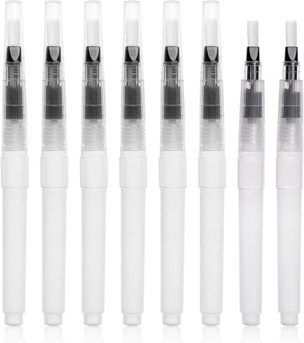 مرطب مانع التسرب على شكل قلم رصاص - مجموعة مكونة من 8 قطع، مغلف مانع تسرب الحروف ومرطبات الطوابع مع رأس فرشاة من النايلون الناعم ومرطب للبريد للاستخدام في المكتب أو الفصل الدراسي in Kuwait
