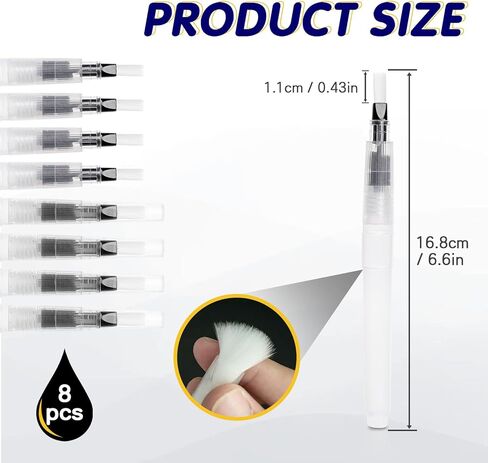 مرطب مانع التسرب على شكل قلم رصاص - مجموعة مكونة من 8 قطع، مغلف مانع تسرب الحروف ومرطبات الطوابع مع رأس فرشاة من النايلون الناعم ومرطب للبريد للاستخدام في المكتب أو الفصل الدراسي in Kuwait