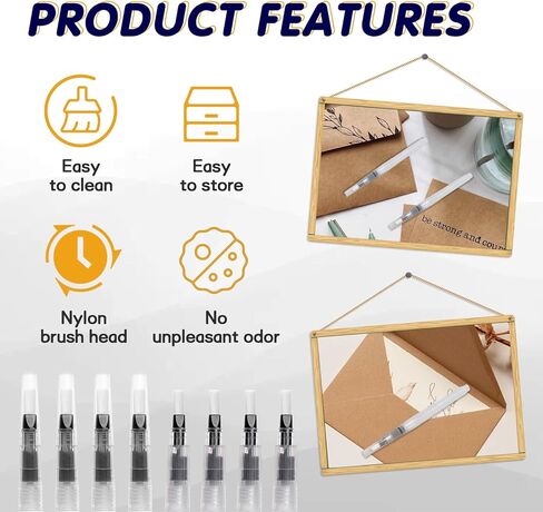 مرطب مانع التسرب على شكل قلم رصاص - مجموعة مكونة من 8 قطع، مغلف مانع تسرب الحروف ومرطبات الطوابع مع رأس فرشاة من النايلون الناعم ومرطب للبريد للاستخدام في المكتب أو الفصل الدراسي in Kuwait