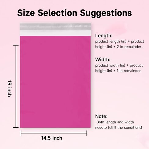 Pink Poly Mailers 14.5X19 100 Pack, Strong Adhesive Shipping Envelopes for Clothing/Shirt, Poly Bags for Small Businesses, Waterproof Mailing for Shipping, Packages Bags in Saudi Arabia
