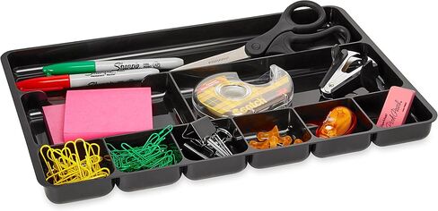 Rubbermaid Regeneration 9-Section Drawer Organizer, Plastic, 14 x 9.125 x 1.125 Inches, Black (45706) in Saudi Arabia