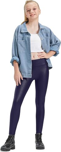 HARTPOR Faux Leather Leggings for Girls - High Waisted Stretch Pleather Leggings Teens Leather Pants in Kuwait