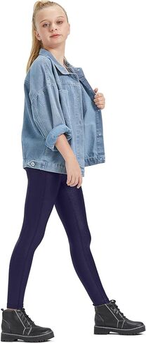 HARTPOR Faux Leather Leggings for Girls - High Waisted Stretch Pleather Leggings Teens Leather Pants in Kuwait