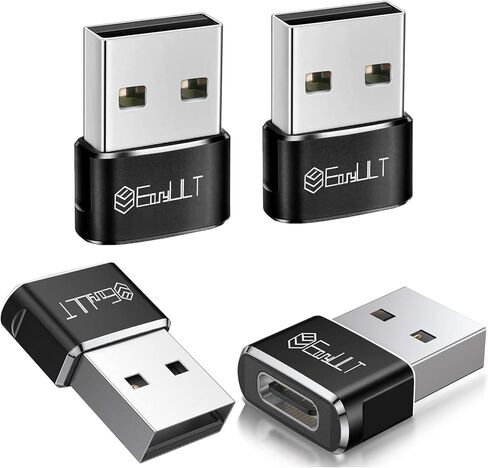EasyULT USB C Female to USB Male Adapter 4 Pack, Type C Plug Power Converter, Type C to USB A Converter, for Phone 11 12 13 Pro Max, SE, Samsung S20/S10/S9/S8, and Other USB C Devices(Black) in Kuwait