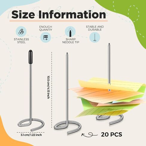 20 Sets Bill Fork Receipt Holder Spike Stainless Steel Ticket Stabber Organizer with Rubber Cover Check Spindle Rod Paper Holder Spike for Restaurant Desk Note Memo Holder for Office Kitchen in Saudi Arabia