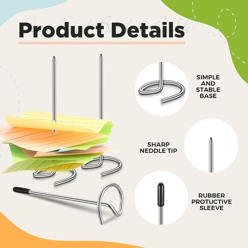 20 Sets Bill Fork Receipt Holder Spike Stainless Steel Ticket Stabber Organizer with Rubber Cover Check Spindle Rod Paper Holder Spike for Restaurant Desk Note Memo Holder for Office Kitchen in Saudi Arabia