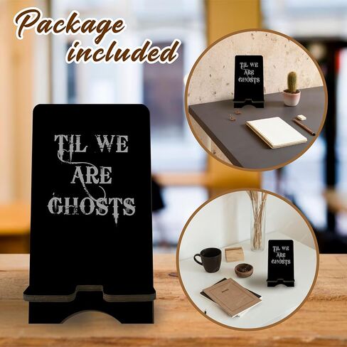 حامل هاتف خشبي قوطي - حتى نحن أشباح - حامل هاتف خلوي أسود، محطة تغيير للهواتف الذكية، الكتب الإلكترونية، الأجهزة اللوحية، منظم سطح المكتب، ديكورات المنزل والمكتب - A07 in Kuwait