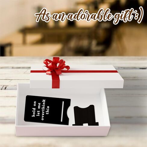 حامل هاتف خشبي مضحك - انتظر دعني أفكر في هذا - حامل هاتف خلوي أسود، محطة تغيير للهواتف الذكية، الكتب الإلكترونية، الأجهزة اللوحية، منظم سطح المكتب، ديكورات المنزل والمكتب - A13 in Kuwait