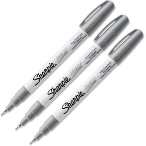 Sharpie Oil-Based Paint Marker, Extra Fine Point, Silver Ink, Pack of 3