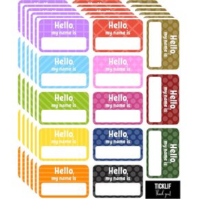 Hello My Name is Stickers Tag, 390 Colorful Name Tags (3"x2") - Peel & Stick Identification Badges for School, Office, Conferences, Meeting, Teachers, Mailing & Family Parties, Self Adhesive Decals