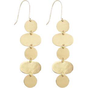 INK+ALLOY Women's Gretchen Upcycled Brass Oval Circle Dangle Boho Statement Earrings Handmade Jewelry for the Modern Bohemian, 3.5-Inch (Gold)