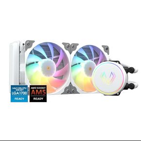 Vetroo V240 White Liquid CPU Cooler 240mm Addressable RGB & PWM Pump & Fans 250W TDP AIO Water Cooler w/Controller Hub for Intel LGA 1700/1200/115X AMD AM5/AM4 for Gaming Console