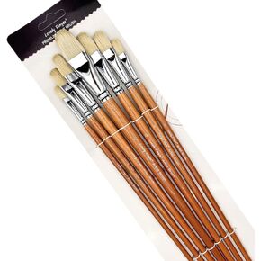 Professional Hog Bristle Filbert Oil Paint Brushes Set, 7pcs Long Wooden Handle Natural Chungking Hog Bristle Acrylic Paint Brush, Great for Oil and Acrylic Painting