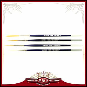 Set of 4 Size 0-4 Series 444VII The Virus II Scrolling Script Pinstriping Brush with Soft Golden Synthetic Hair