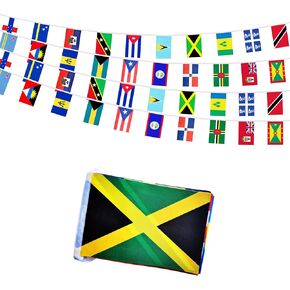 20 Caribbean Countries Small String Flags, 30 Feet 20 Pcs Caribbean Nations Pennant Banner Bunting Flags, International Festival, Commemoration,Caribbean Carnival Decorations (1 Pack)