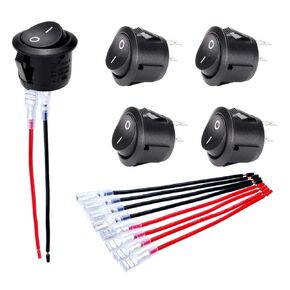 DaierTek Round Rocker Switch Shell 12V Lighted 3 Pin with Blue LED 12 Volt DC Rocker Toggle Switch for Automotive Car Truck ON Off 20A SPST