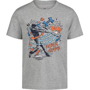 Under Armour Boys' Short Sleeve Shirt, Crewneck, Lightweight and Breathable, Blue Surf Allsport, 7