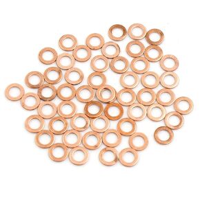 X AUTOHAUX 50 Pcs 6mm Inner Diameter Copper Washers Flat Sealing Gasket Rings for Cars