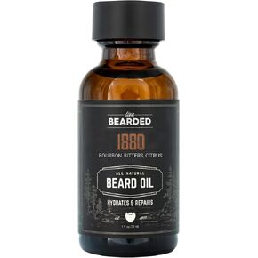 Live Bearded: Beard Oil - Premium All-Natural Beard Oil for Men with Jojoba Oil Beard Care - 1 fl oz - Made in the USA - Beard Oil for Dry Flaky Skin - 1880 Scented: Bourbon, Bitters, Citrus