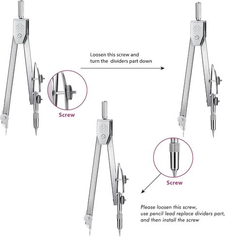 EBOOT Student Geometry Math Set, Drawing Compass and 6 Inch Clear Swing Arm Protractors 180 Degree Math Protractor (Argent, Classic) in Saudi Arabia