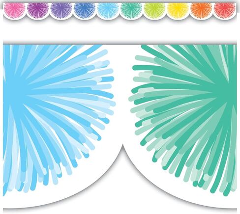 Teacher Created Resources Colorful Poms Scalloped Die-Cut Border Trim in Saudi Arabia