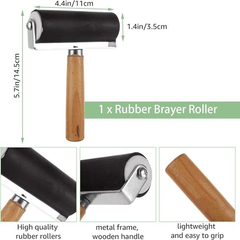 طقم نحت الطوابع المطاطية 17 قطعة مع أدوات نحت كتلة مشمع مقاس 4 × 6 بوصة لصناعة الطباعة، طقم صنع الطوابع، لوازم صناعة الطباعة، مجموعة طباعة كتلة مشمع (8 مكعبات + 8 سكاكين نحت + 1 بكرة مطاطية) in Kuwait