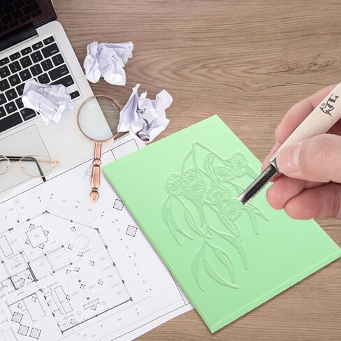 طقم نحت الطوابع المطاطية 17 قطعة مع أدوات نحت كتلة مشمع مقاس 4 × 6 بوصة لصناعة الطباعة، طقم صنع الطوابع، لوازم صناعة الطباعة، مجموعة طباعة كتلة مشمع (8 مكعبات + 8 سكاكين نحت + 1 بكرة مطاطية) in Kuwait