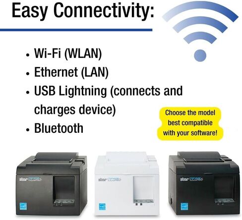 طابعة الإيصالات الحرارية بتقنية البلوتوث من Star Micronics TSP143IIIBi لأنظمة iOS وAndroid وWindows مع قاطع تلقائي ومصدر طاقة داخلي - رمادي in Kuwait