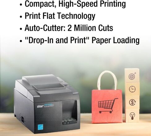 طابعة الإيصالات الحرارية بتقنية البلوتوث من Star Micronics TSP143IIIBi لأنظمة iOS وAndroid وWindows مع قاطع تلقائي ومصدر طاقة داخلي - رمادي in Kuwait